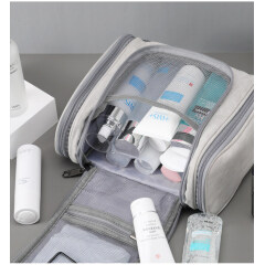 customised leather hanging waxed canvas toiletry travel bag hooks makeup organizer cosmetic bag