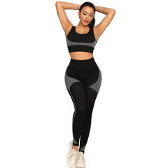 High Wiast Running Sports Yoga Set Workout Suit Seamless Fitness Leggings Set