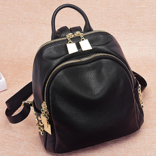 Backpack women leather fashion Mini simple cowhide college style versatile backpack women bag