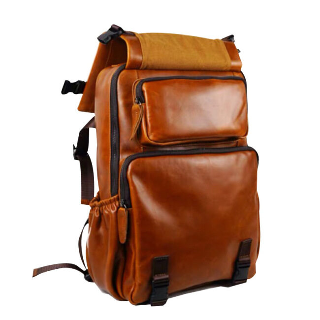 2020 New Retro Pu backpack fashion personality large capacity schoolbag men's trend solid color business backpack customization