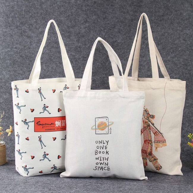 All cotton hand-held canvas bag customized color printing shopping canvas bag customized creative advertisement cotton bag logo