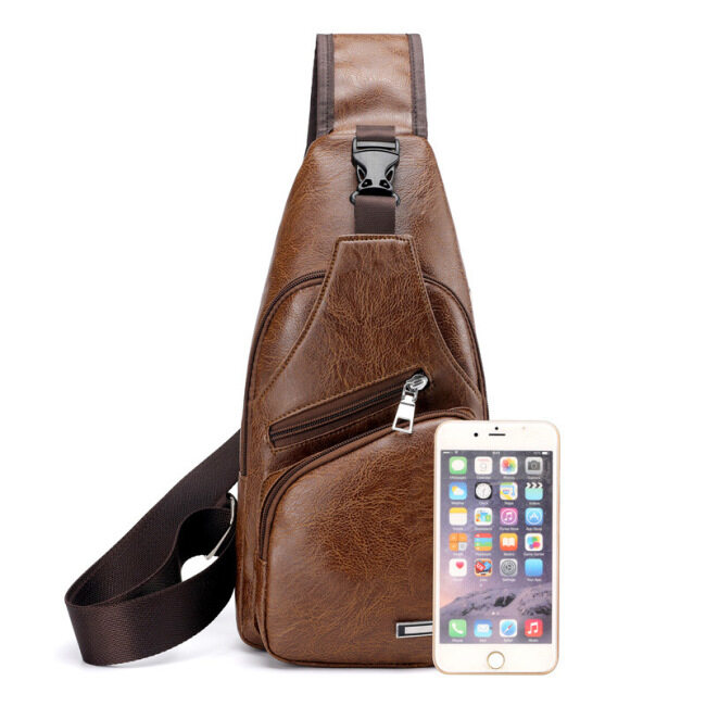 Haodil new shoulder bag men's leisure charging bag sports USB chest bag outdoor business straddle bag batch