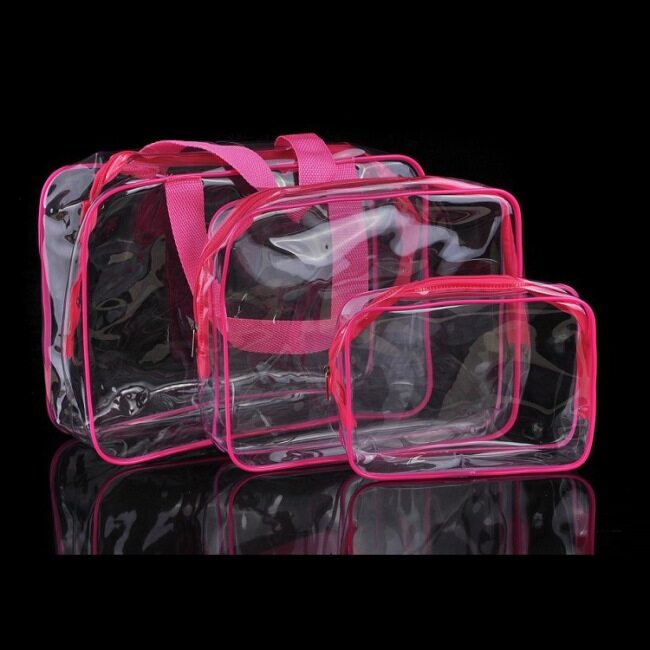 Waterproof PVC cosmetic bag multifunctional storage bag transparent environmental protection PVC three piece female washing bag