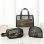 New Mesh Handbag gargle make up travel storage bag transparent bath Swimming bag mesh breathable three piece set
