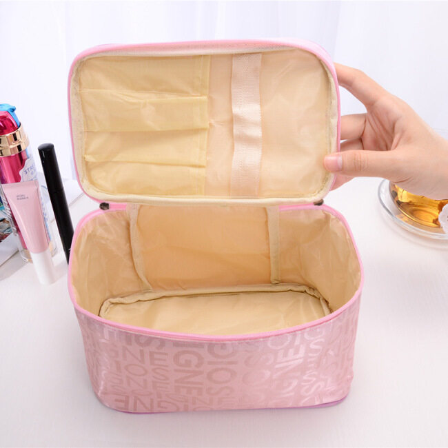Women's hand-held make-up bag new women's letter color Fashion Square bag travel arrangement storage wash bag