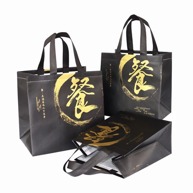 Non woven bag manufacturers direct spot printing logo three-dimensional shopping bags, customized take away bags