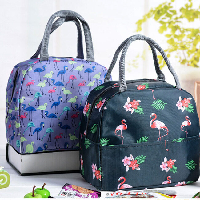 2020 Insulated Lunch Bag Thermal Custom Flamingos Printing Tote Bags Cooler Picnic Food Lunch Box Bag