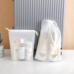 Clear transparent plastic frosted drawstr promotional christmas gift bag set package drawstring pouch