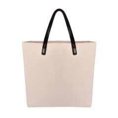 New fashion design custom logo color cotton brown leather handles tote bag
