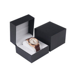 OEM PU leather handmade black watch packaging boxes, PU watch box