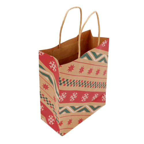 Wholesale Cheap Festival Christmas custom printed gift natural kraft Recycled paper bag gift bags