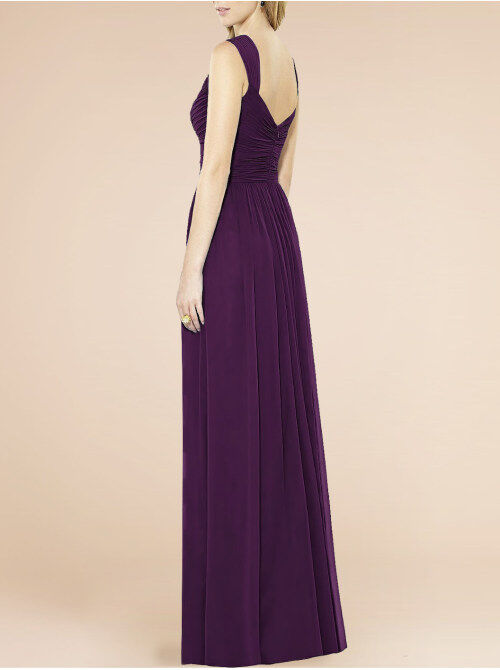 A-Line V-neck Floor-Length Bridesmaid Dress With Ruffle Split Front