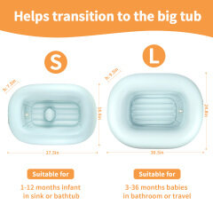 Bañera inflable para asiento de bañera de viaje para bebé con cuerno de sillín antideslizante Edad recomendada de 3 a 24 meses