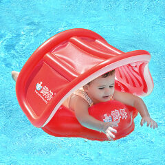 Baby Pool Schwimmer mit Baldachin 12 Monate Baby Aufblasbarer Schwimmer Sonnenschutz Baby Schwimmer Baby Kopf Schwimmer Ring für Badewanne Schwimmbad Zubehör für Alter von 3-30 Monaten