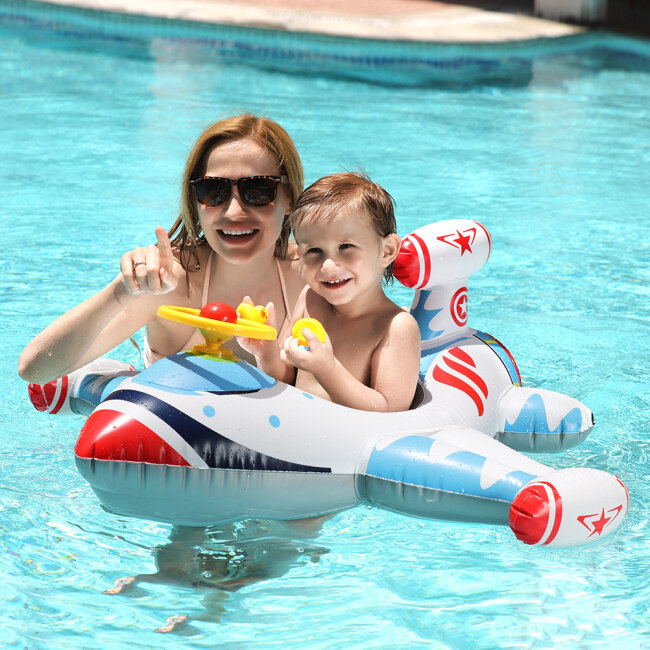  Inflatable Airplane Swimming Float Seat Boat Pool Swim Ring for Baby Kids Toddler
