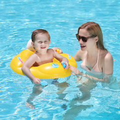 Flotador inflable para nadar para bebés con soporte inferior y respaldo Accesorios para piscinas: ayuda al bebé a aprender a patear y nadar