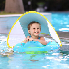 Aufblasbarer Babyschwimmer mit sicherer Bodenstütze und einziehbarem Baldachin für sichereres Schwimmen