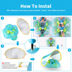 Flotador de natación inflable para bebés con soporte inferior seguro y dosel retráctil para nadar más seguro