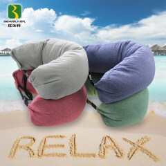 Colorful Travel Neck Pillow With Microbeads Filling For Airplane
