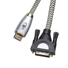 Cable trenzado de nailon HDMI a DVI Cable de audio y video DVI Cable HDMI macho a macho para monitor de PC Proyector HDTV DVI24 + 1 macho