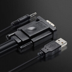 Cable VGA HDMI macho a macho para monitor de PC Proyector HDTV Cable VGA a HDMI con cable de audio USB adicional