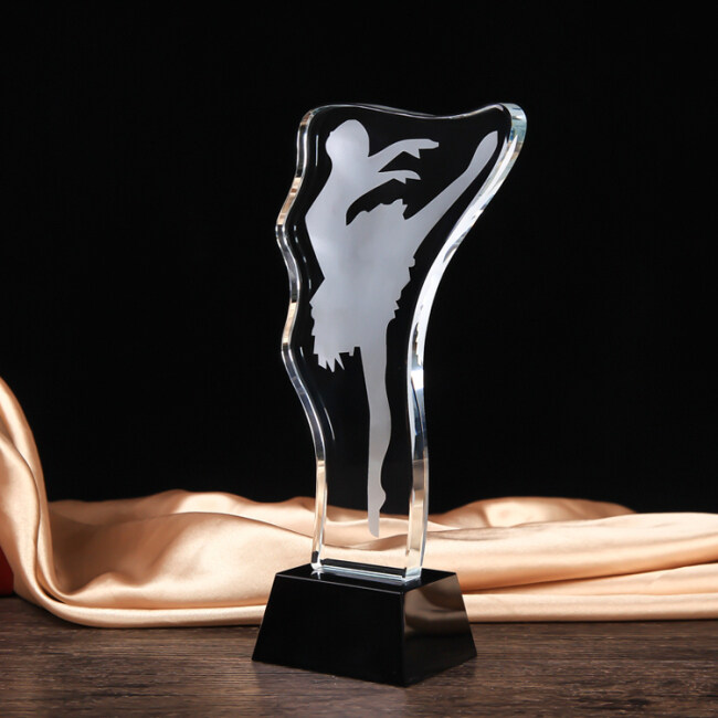Creative dancing crystal trophy order for gymnastics dance award gift