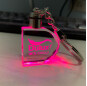 Credit guarantee Custom 3D Laser Engraving D shape logo LED light crystal Glass Keyring for Souvenir gift