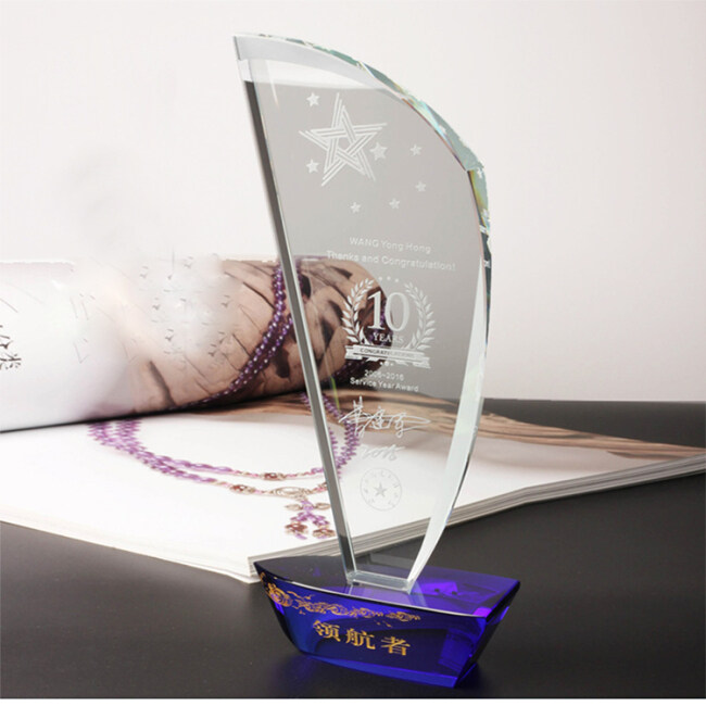 Fancy crystal ship model crystal boat awards shape crystal trophy/glass awards sailing boat award