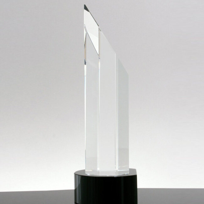 Wholesale k9 Crystal Trophy and Awards Clear Optical Crystal Column Awards Crystal Trophy with black base