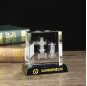 Custom 3d laser engraved K9 crystal cube Mechanical model for anniversary