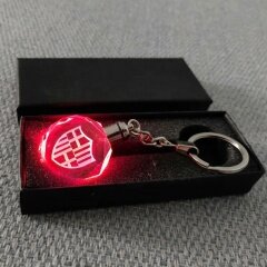 Credit guarantee Custom 3D Laser Engraving Football team logo LED light crystal Glass Keychain for Souvenir gift