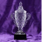 Black pedestal crystal trophy, 3D cup shape crystal trophy apply to enterprise souvenir
