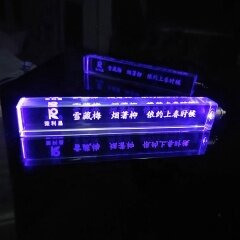 Llavero de cubo de cristal LED con grabado láser 3D personalizado para pisapapeles de cristal
