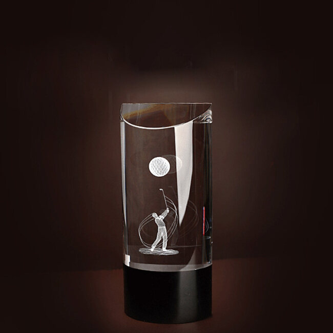 New Crystal half cube trophies laser engraving trophy crystal sports golf Crystal Trophies/3d trophy