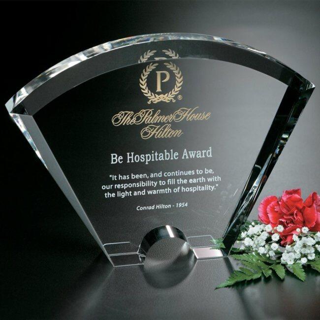 High quality crystal trophy awards fantasy awards fan shaped trophy for engraving for corporation gifts
