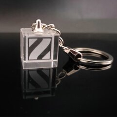 diseño especial cuadrado de lujo 3d grabado láser llavero de cristal cubo personalizado