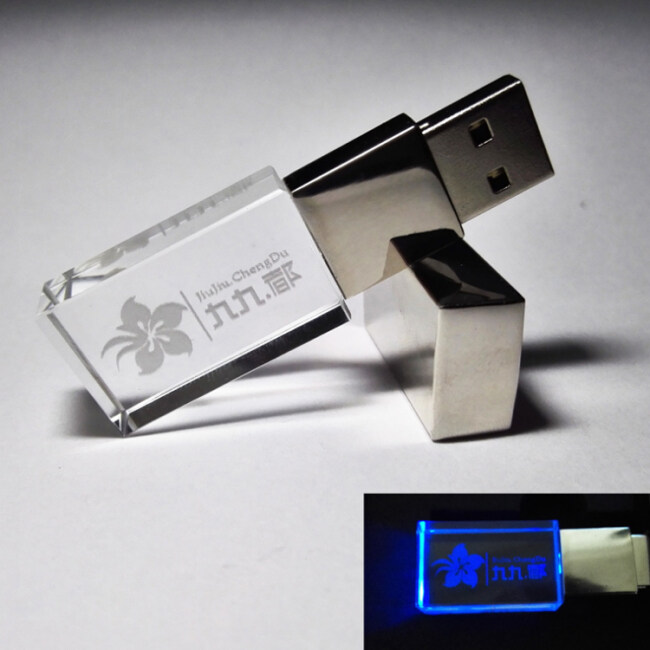 Best price hot LED rectangular crystal U disk 8gb 16gb 32gb usb flash drive