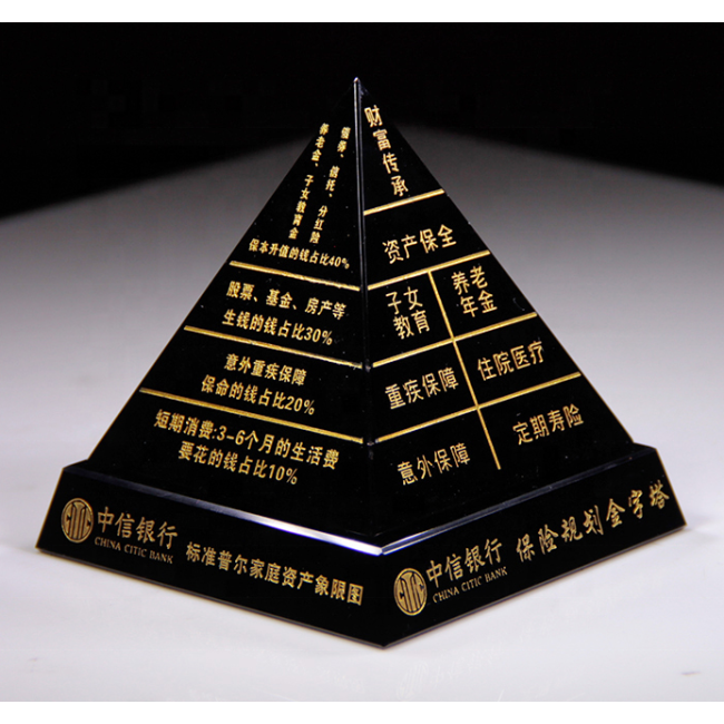 high quality black crystal pyramid Custom crystal trophy tower