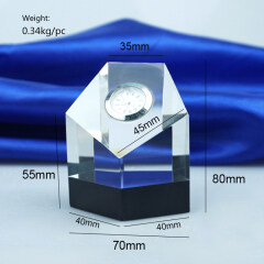 High quality desk crystal clock trophy for business gift
