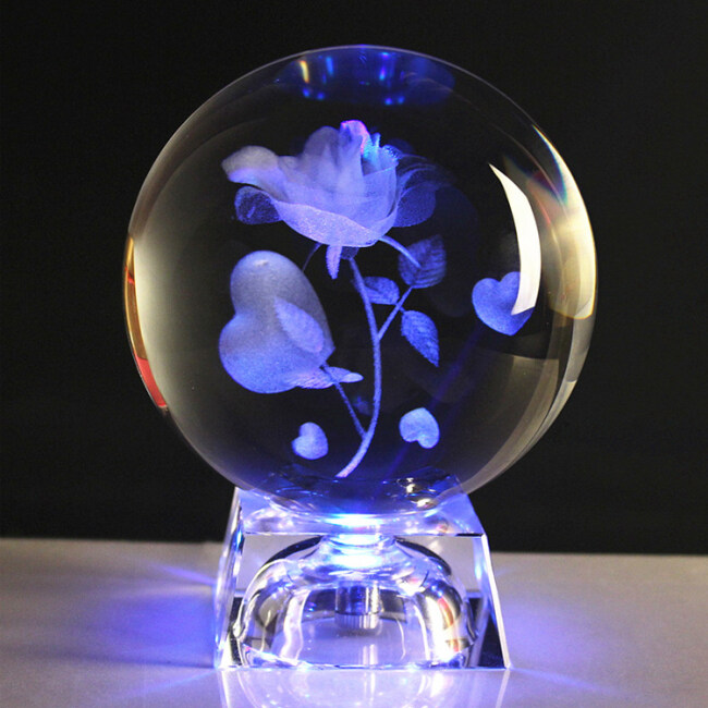 Wholesale black K9 glass crystal ball custom 3d laser engraving crystal ball with LED base