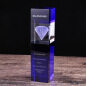 guangzhou Creative Custom 3d Laser Engraving blue And White Crystal cube trophy Awards For Company Business Anniversary Gift