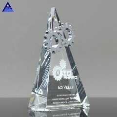 Barnard Triangle Shape Silver Trophy Crystal Gear Award