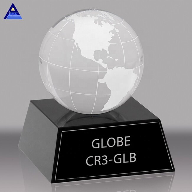 Office Decoration World Map Sandblasting K9 Trophy Crystal Globe