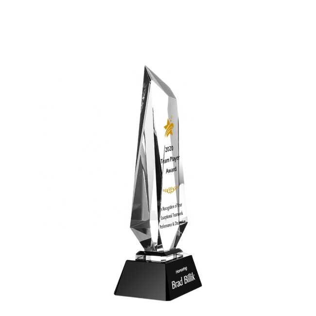 high quality obelisk crystal trophy awards blank laser engraving Ice Peak Crystal Glass Awards