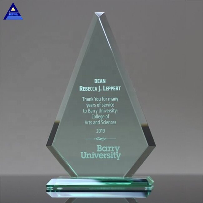 Factory Direct Sell Mountain Shape Glass Trophy Jade Awards With Good Offer