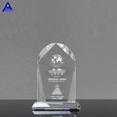 Trofeo de premio personalizado de cristal con forma de arco con imagen de globo