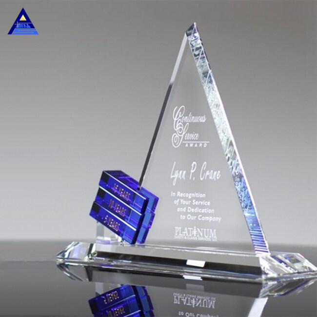 Custom Made Muslim Islamic Crystal Glass Triangle 3D Trophy