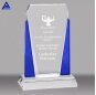 Custom logo folk art clear crystal soccer trophy award