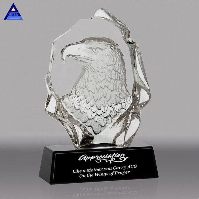 Competitive Price Crystal Eagle Statue, Crystal Eagle Model With Black Base for Award Gifts