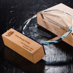 Горячие продажи пустое стекло Octagon награда для подарка / стеклянный трофей K9 Crystal награды / хрустальный стеклянный трофей Деревянная награда Plaque Art Craft